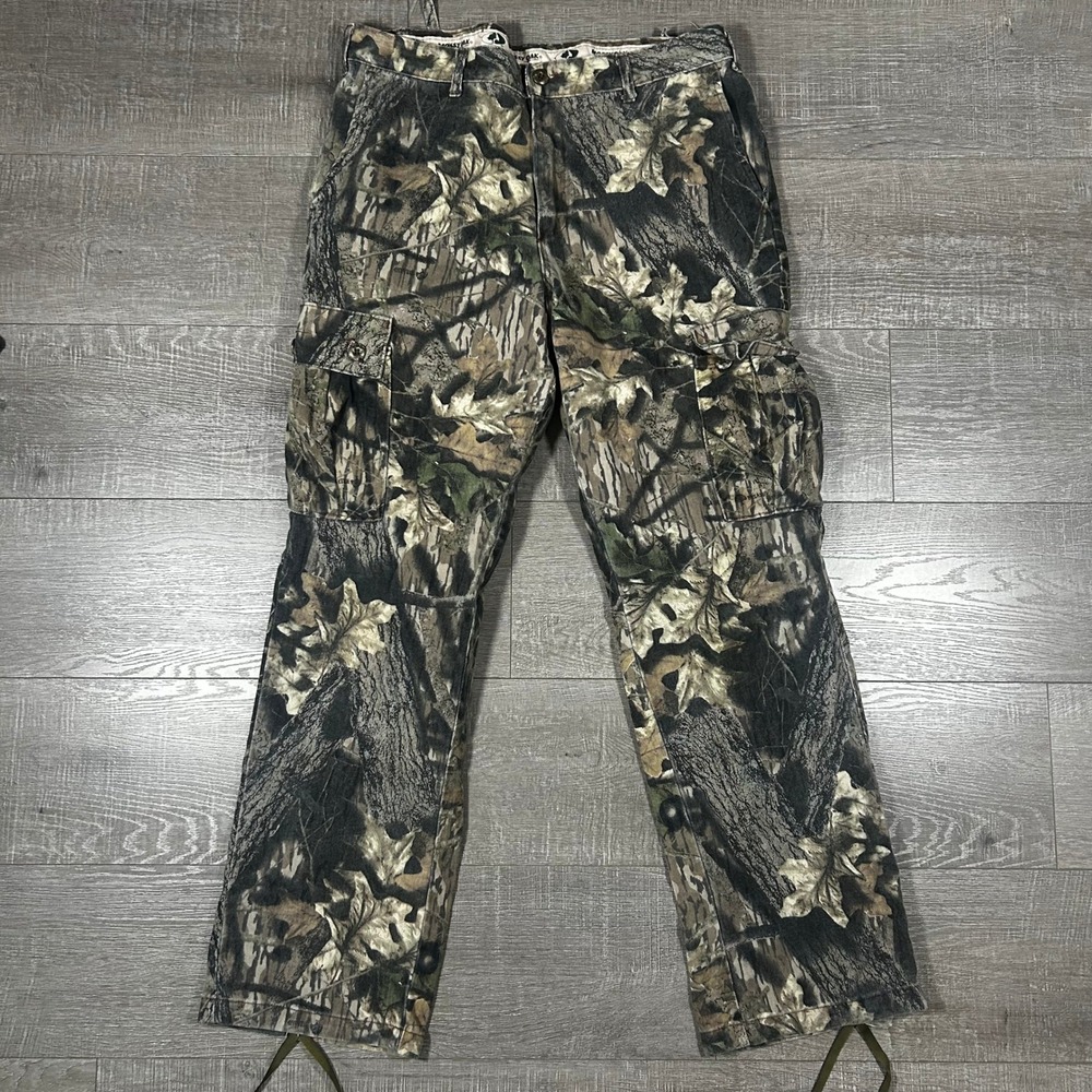 Vintage Mossy Oak Breakup Camo Cargo Pants Mens Large Made in USA Hunting